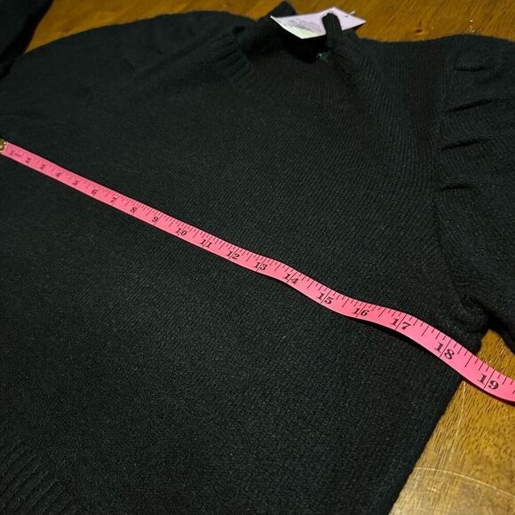 New Wild Fable Junior Women’s Black Puff Sleeve Cropped Stretch Black Sweater M - Picture 8 of 11